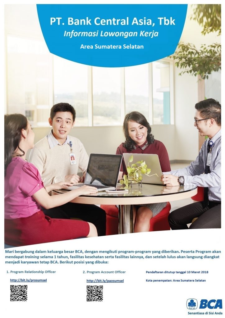 lowongan Bank BCA paopro sumsel